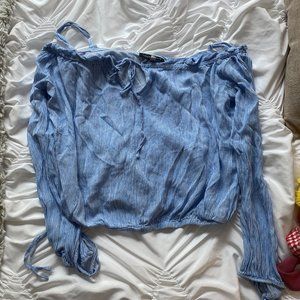 Off-The-Shoulder Long Sleeve Striped Top